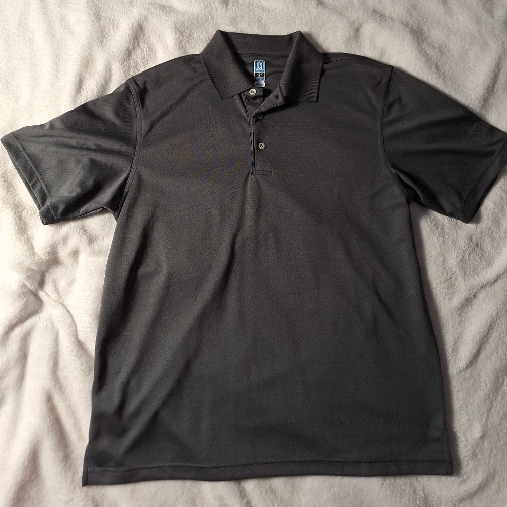 PGA TOUR Men’s Airflux Performance Golf Polo Gray Size L - Moisture-Wicking